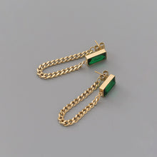 Load image into Gallery viewer, Emerald Chain Drop Earrings
