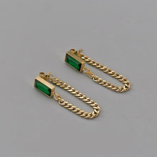 Load image into Gallery viewer, Emerald Chain Drop Earrings
